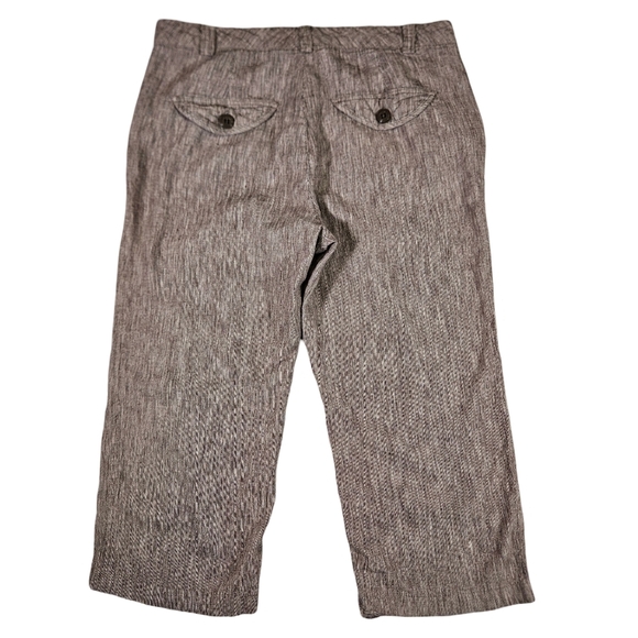 Sandro Sportswear Linen Blend Straight Leg Capris, Brown, Size 10 - Picture 5 of 12